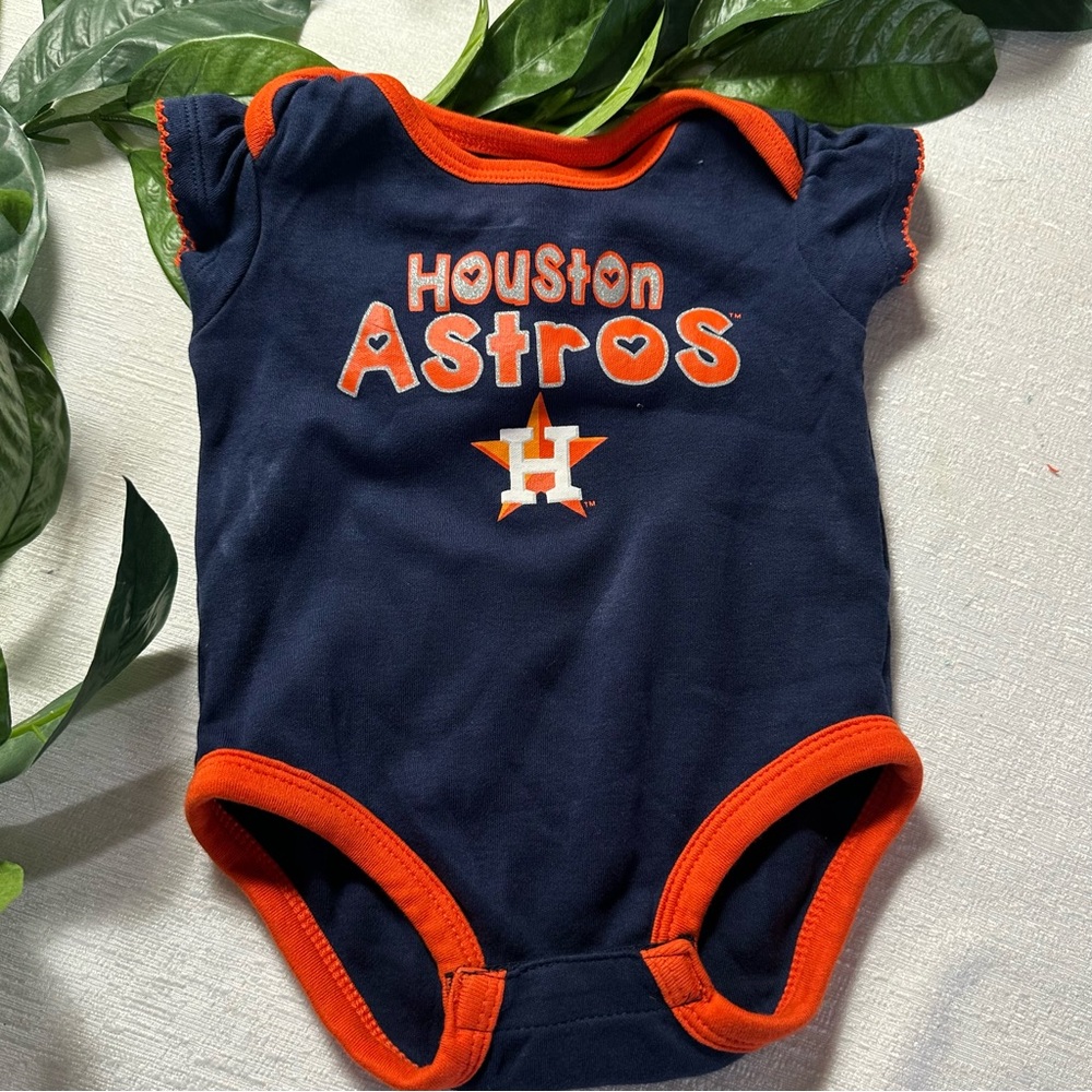 Genuine Merchandise Houston Astros Navy and Orange Baby Onesie 24Months